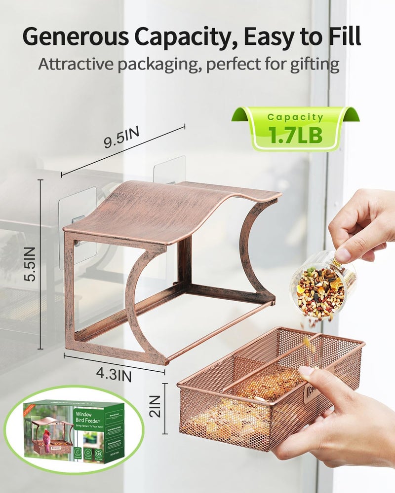DesGully Window Bird Feeder, Metal - with Strong Suction Cups, Large Outdoor for Viewing Bird Watching Gift (Curved) - Image 4